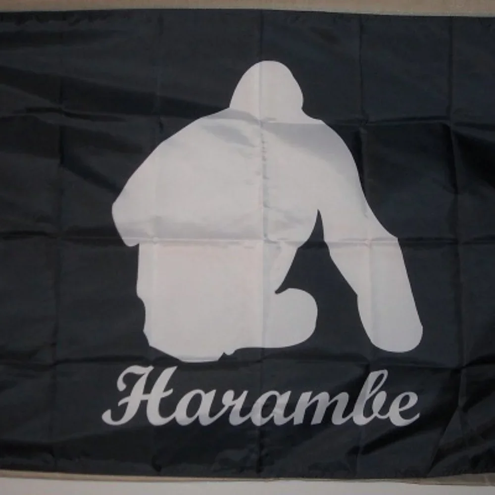 RIP Harambe Gorilla Cincinnati Zoo 3'x5' Black Flag Banner 3 Animal Rights